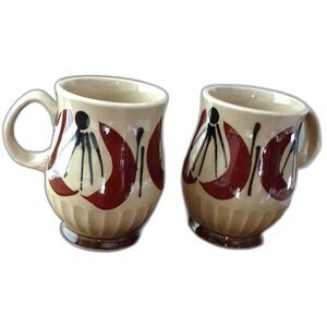 Holt Howard mug Japan mid-century modern brown atomic 2 coffee mugs cups vintage